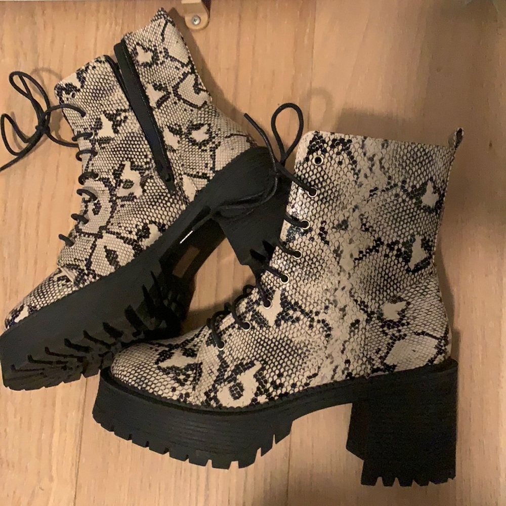 Snake print boots